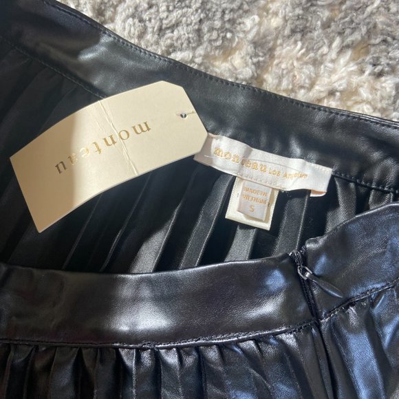 NWT Faux Leather Pleated Midi Skirt - Picture 3 of 5